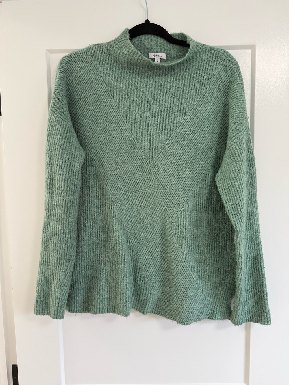Mint Green Ribbed Mock Neck Sweater